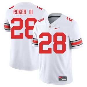 #28 Mens Official College Football Leroy Roker III White OSU Buckeyes Jerseys 155687-766 - Image 1