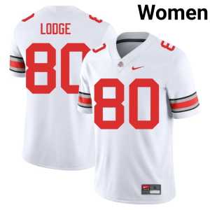 #80 Ohio State Buckeyes White College Football Women's University Shawn Lodge Jerseys 677979-484 - Image 1